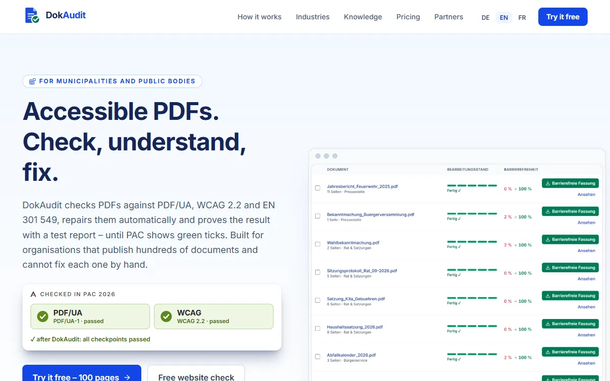 Screenshot of DokAudit